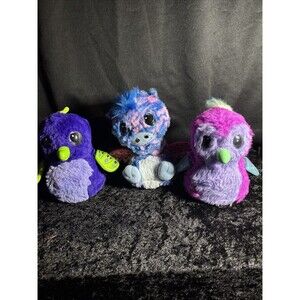 Lot of three Hatchimals Fun Toys Sparkle Bird Wings Furry